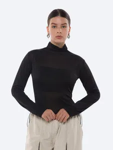 Mesh Turtleneck Top