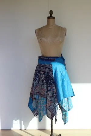 Midi Diamond Multi Wear Reversible Skirt - Blue Mix