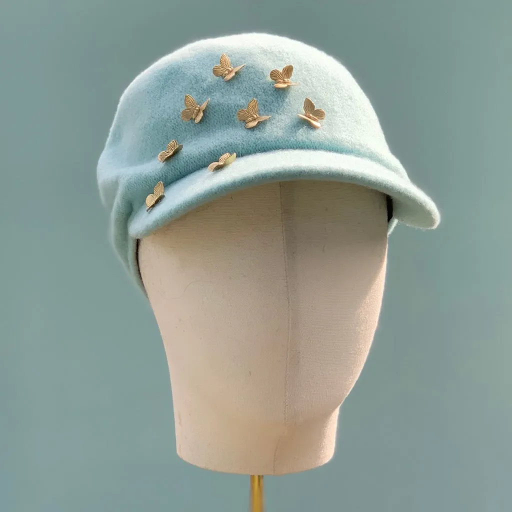 Milagros Wool Visor Cap in Sky Blue