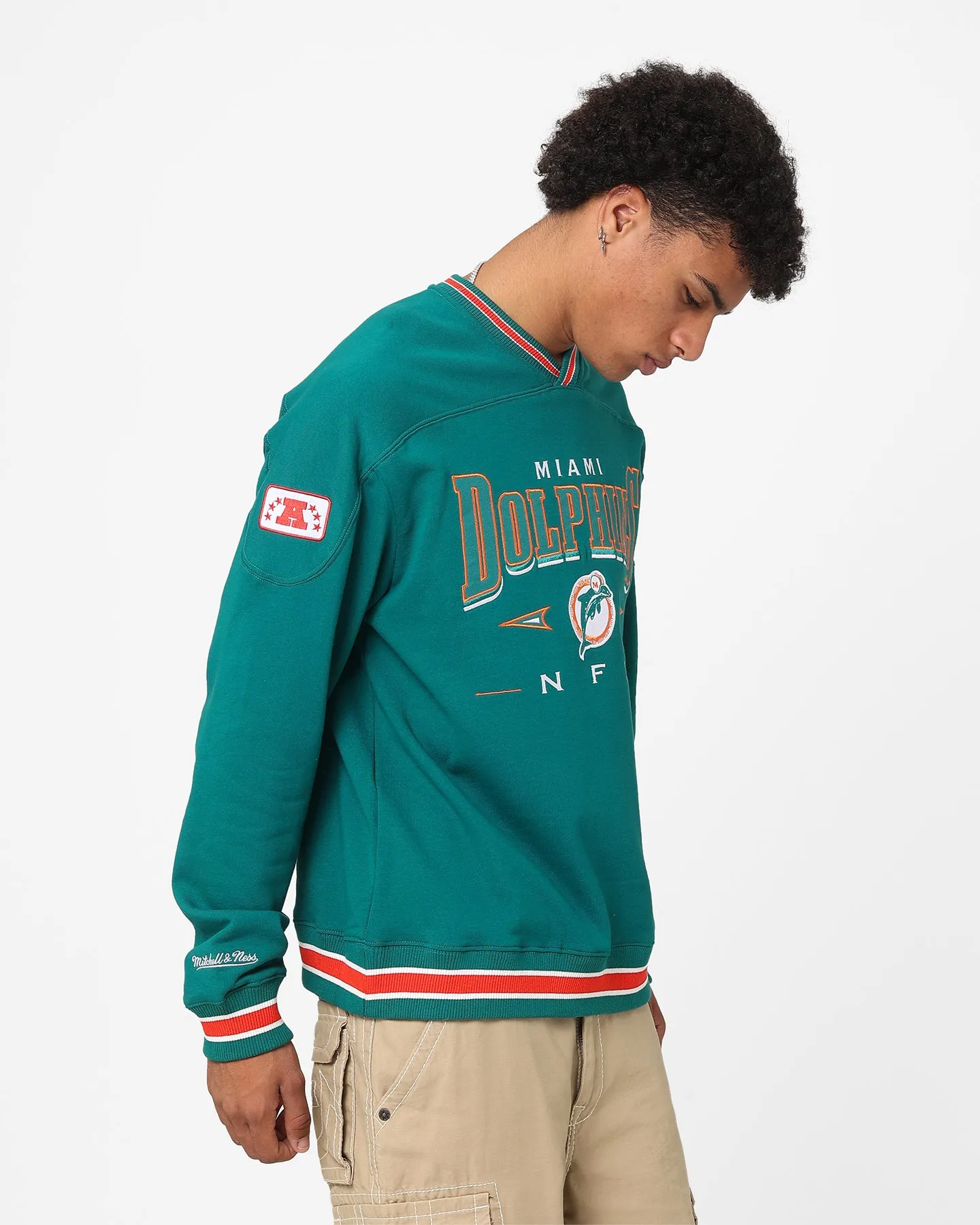 Mitchell & Ness Miami Dolphins Division Crewneck Faded Teal