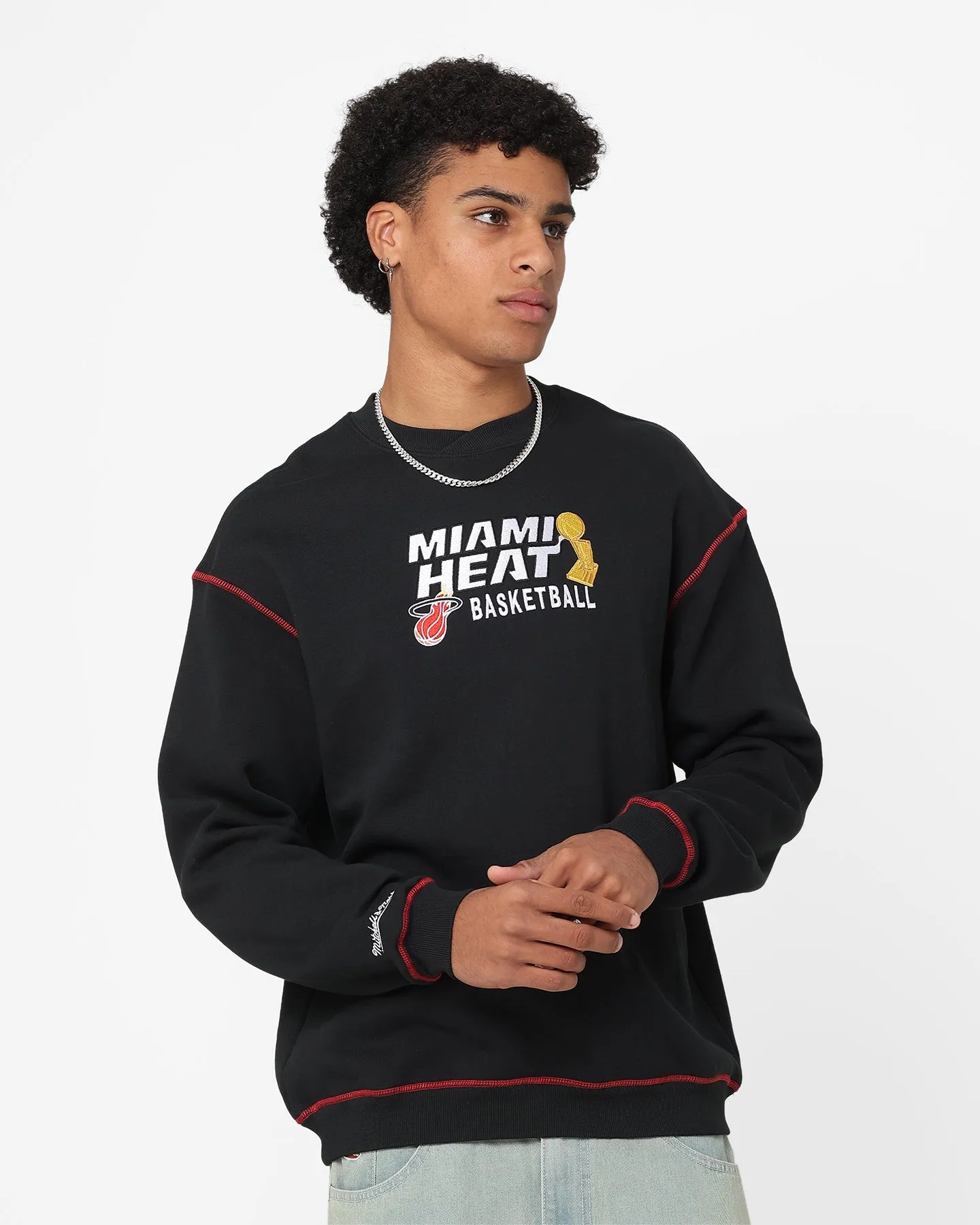 Mitchell & Ness Miami Heat Basketball Crewneck Black