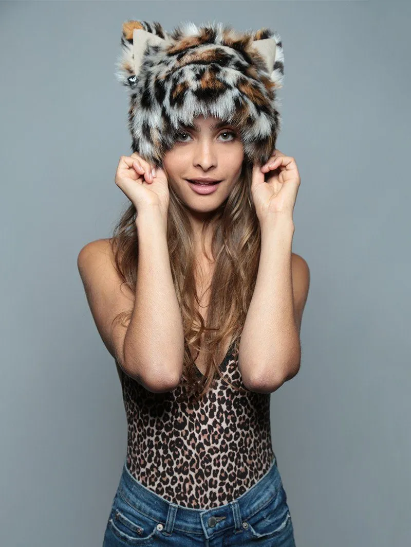 Mother Clouded Leopard Faux Fur Hood