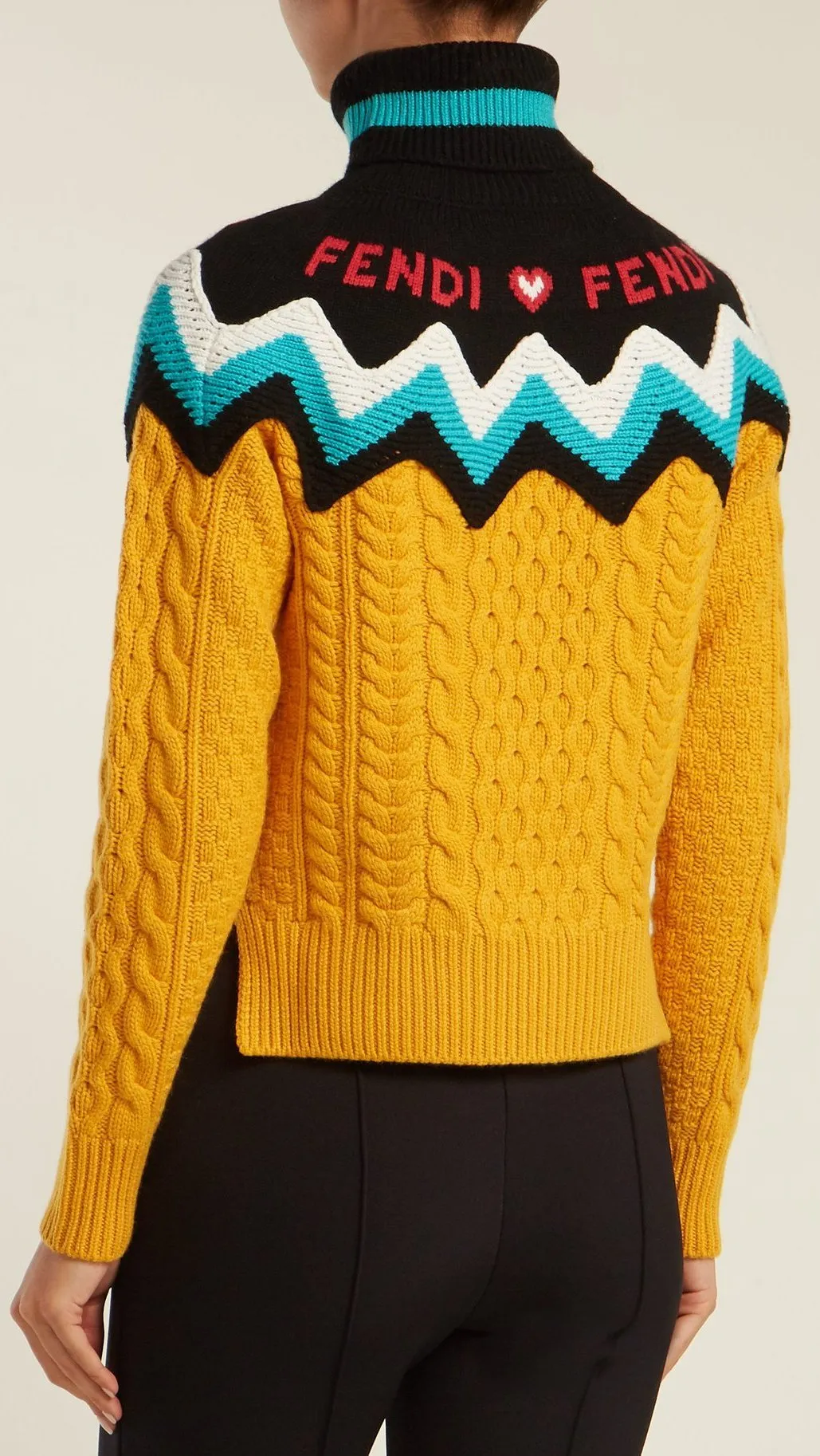 Multicolour Roll-Neck Wool and Cashmere Blend Sweater, Yellow