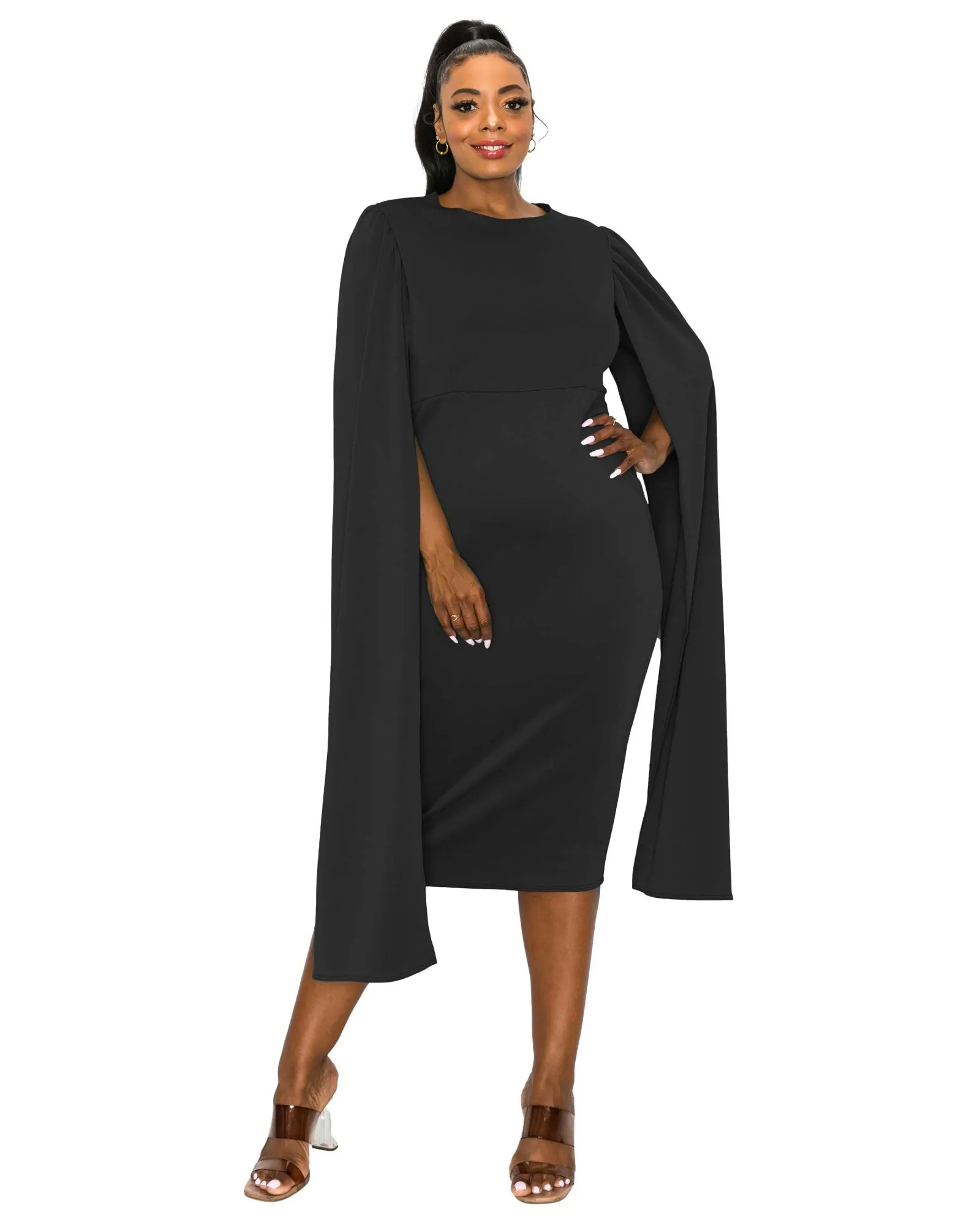 Naomi Cape Dress | Black