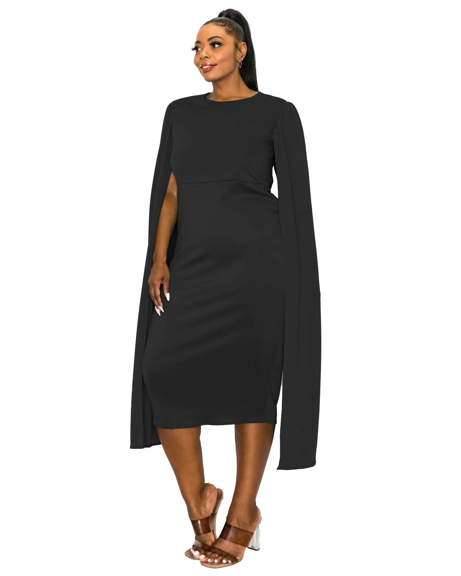 Naomi Cape Dress | Black