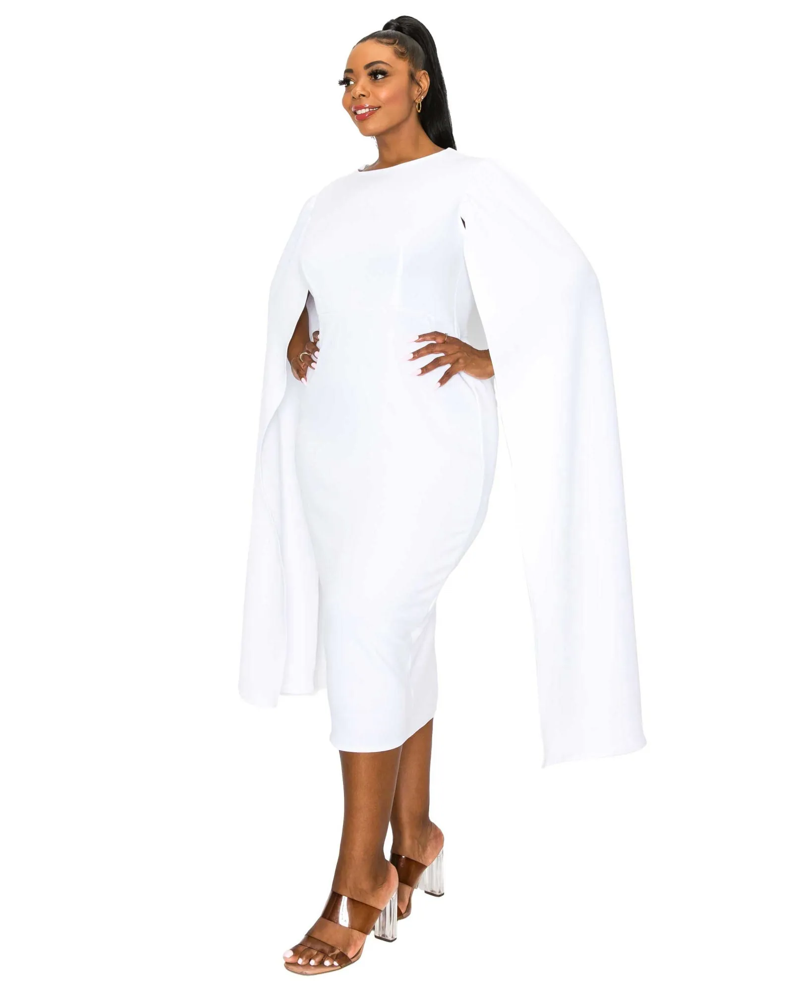 Naomi Cape Dress | Ivory