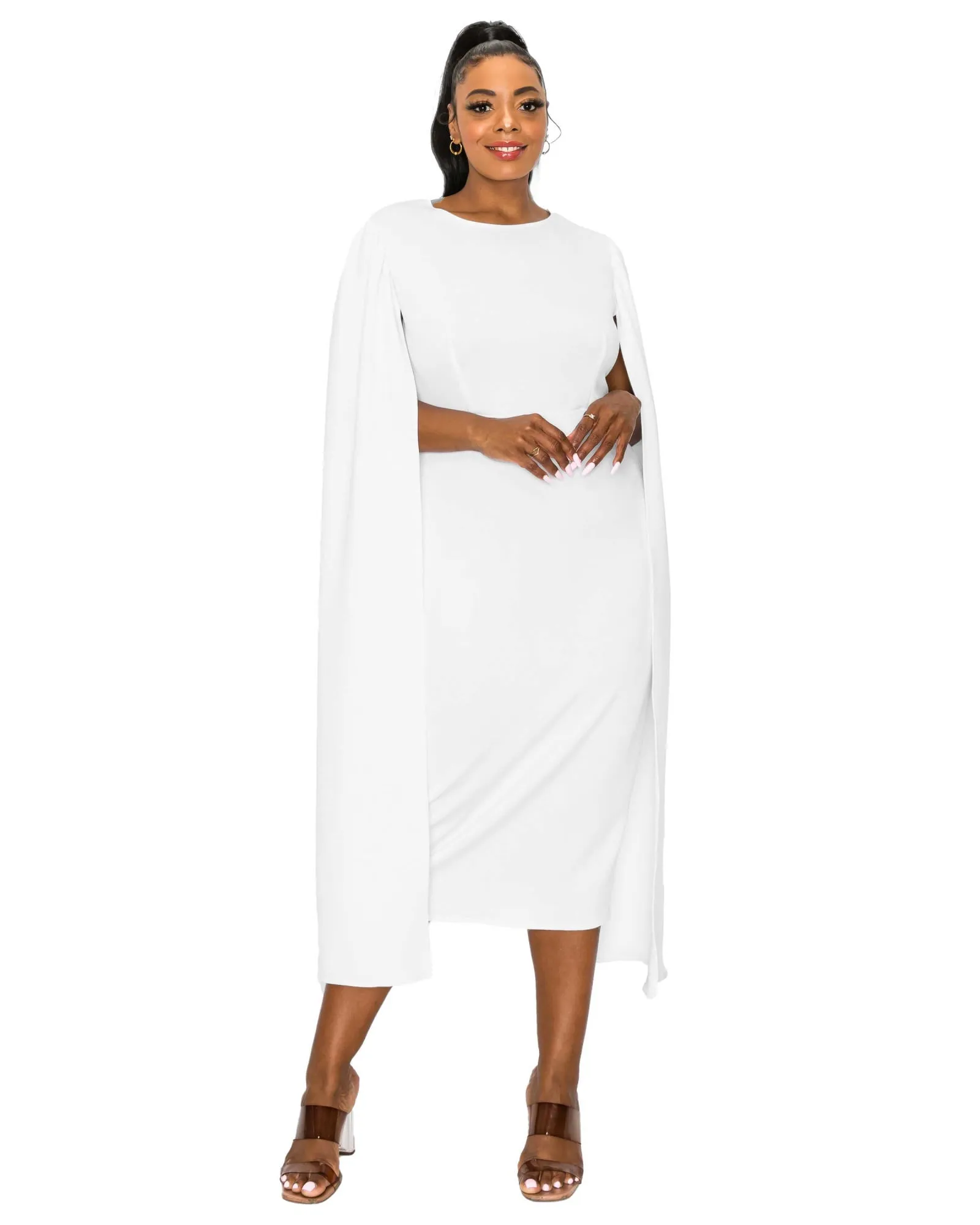 Naomi Cape Dress | Ivory