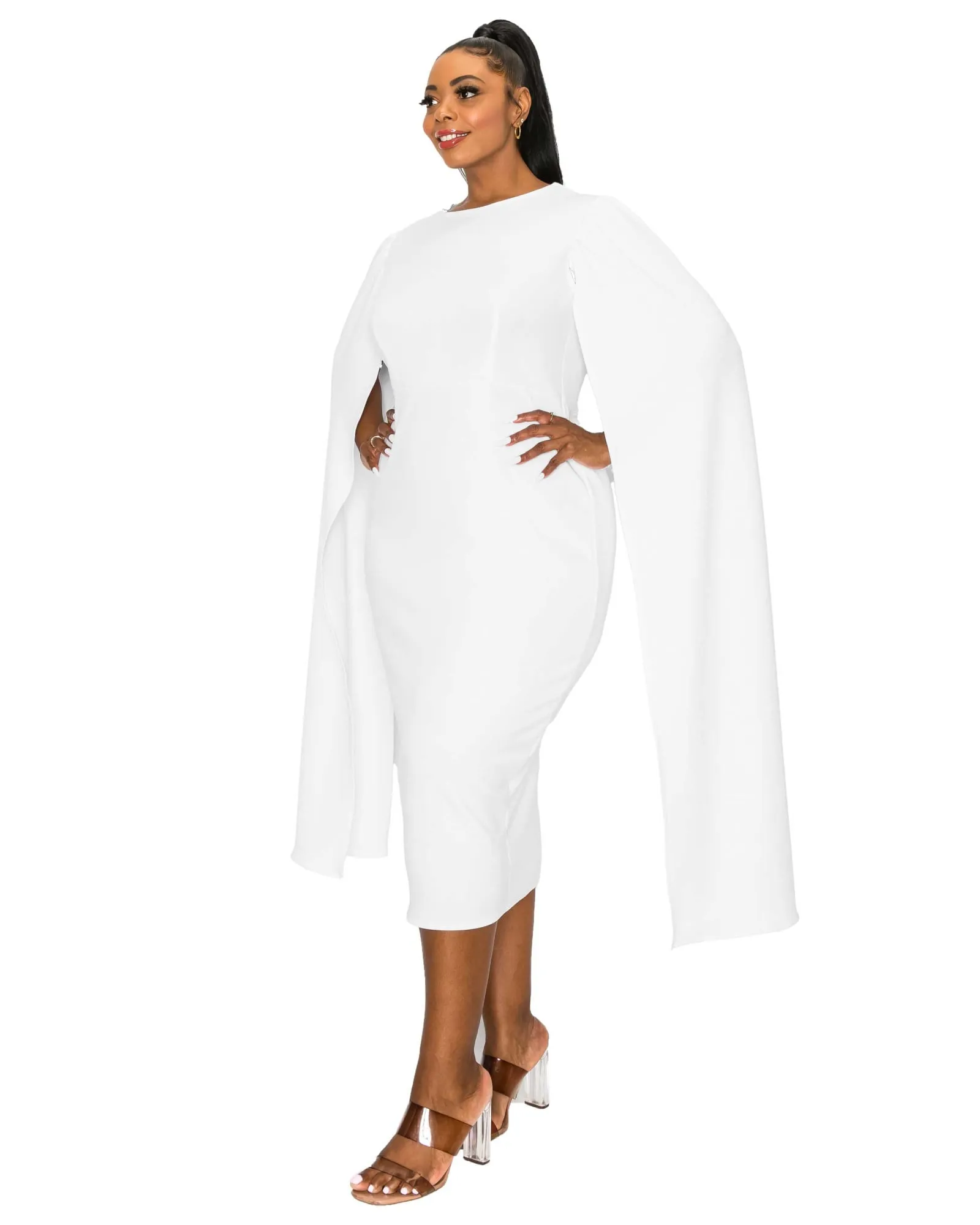 Naomi Cape Dress | Ivory