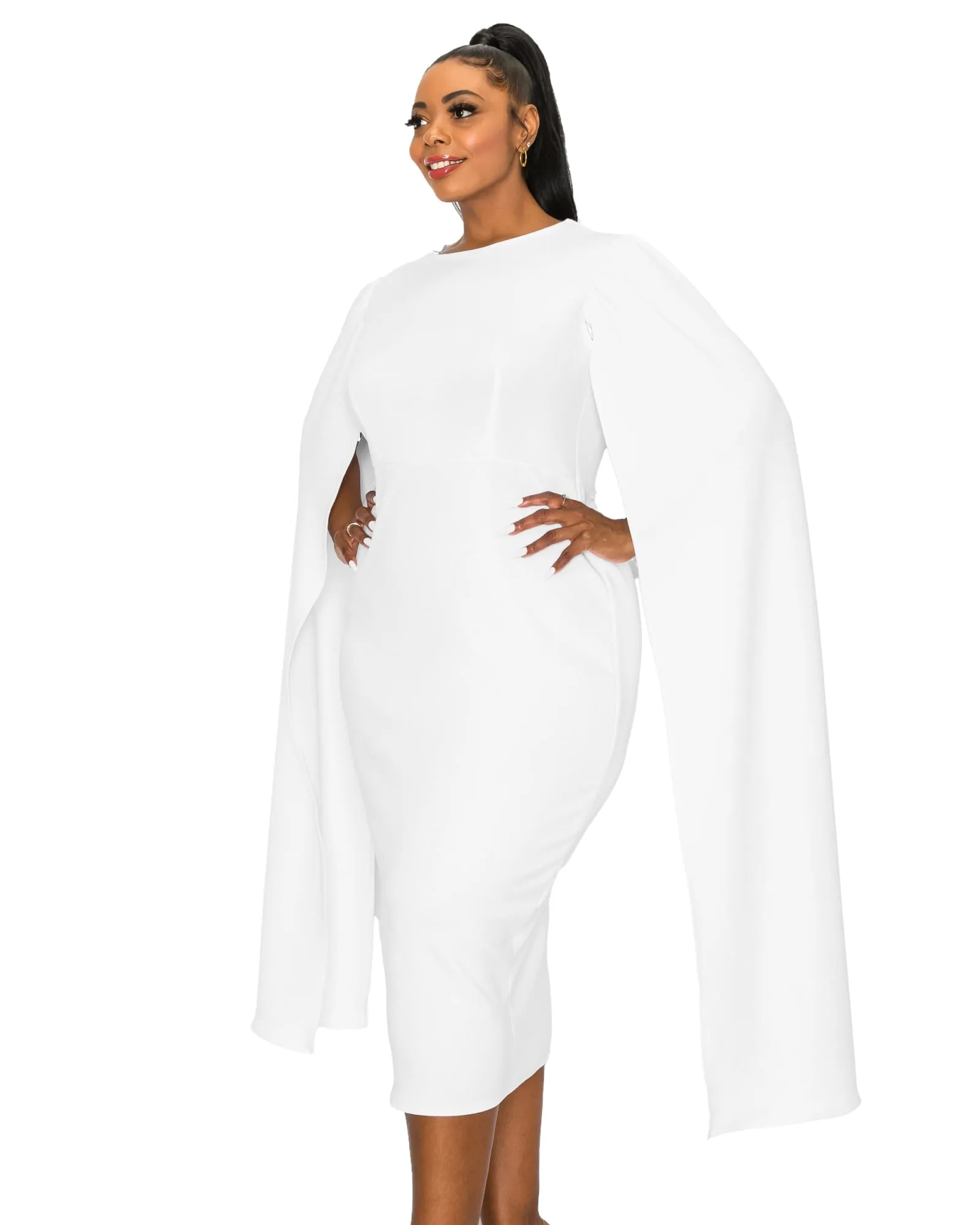 Naomi Cape Dress | Ivory