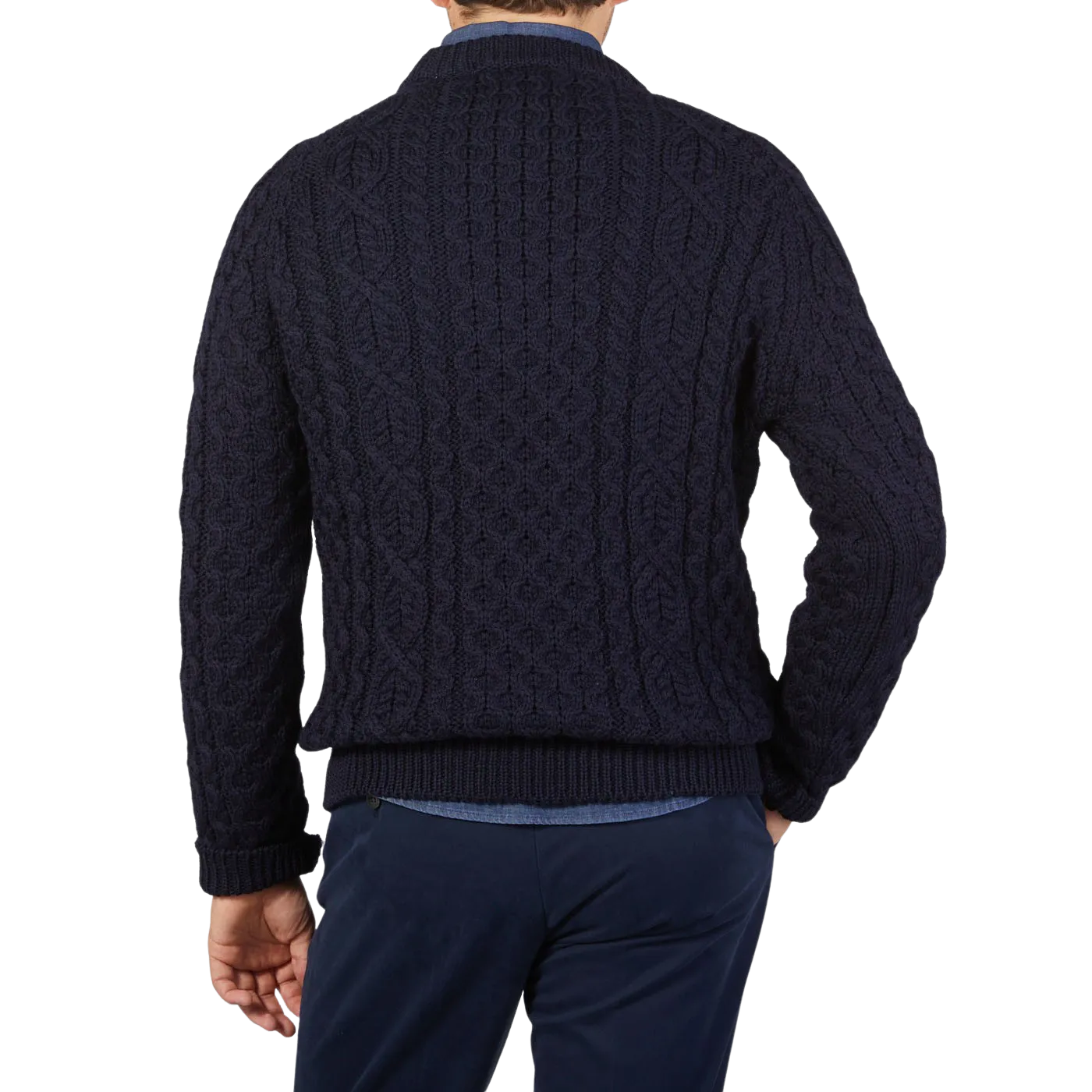 Navy Blue Merino Wool Hudson Aran Jumper