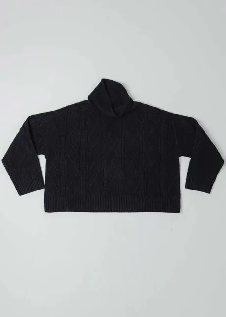 New Lands Hux Cable Sweater - Raven