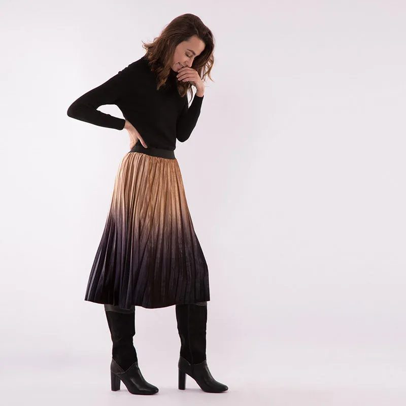 Ombre Velvet Pleated Skirt