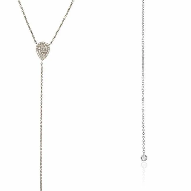 Pear and Bezel Lariat Necklace