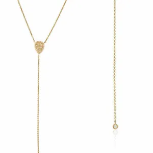 Pear and Bezel Lariat Necklace