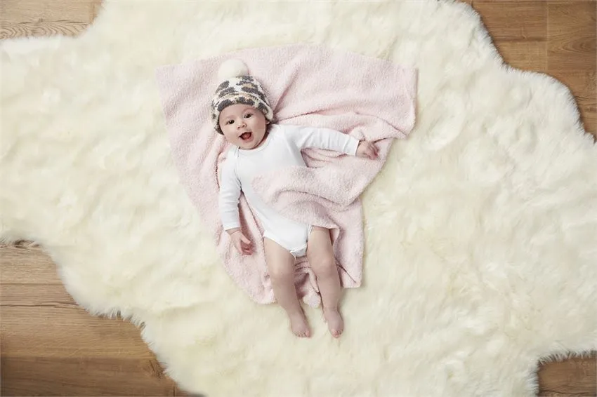 PINK BABY BLANKET AND LEOPARD HAT BY MUD PIE