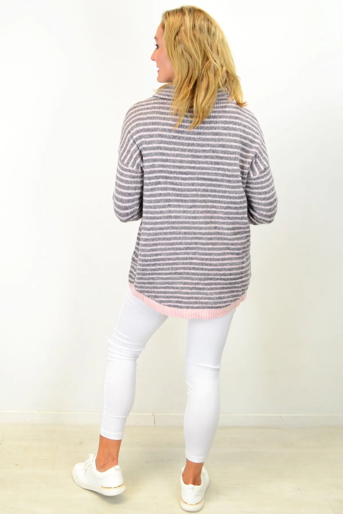 Pink Cross My Heart Cosy High Neck Tunic Jumper