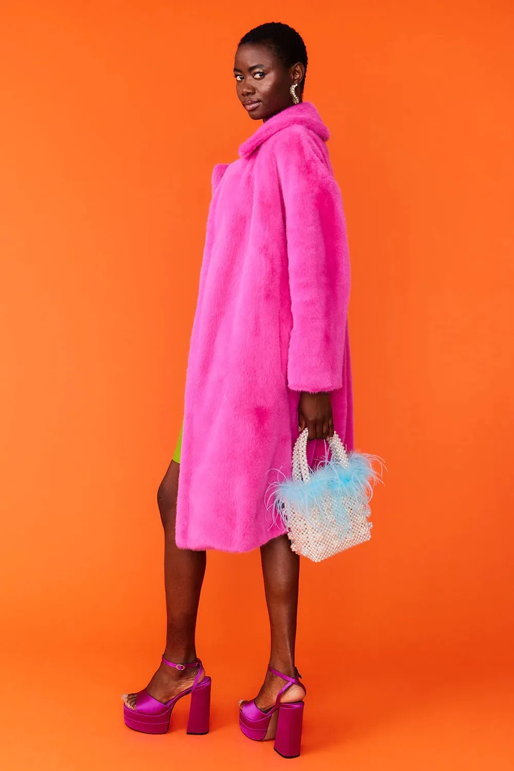 Pink Faux Fur Duchess Maxi Coat