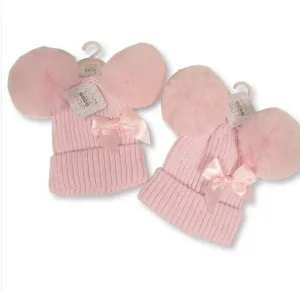 Pink Pom Pom Hat Bow