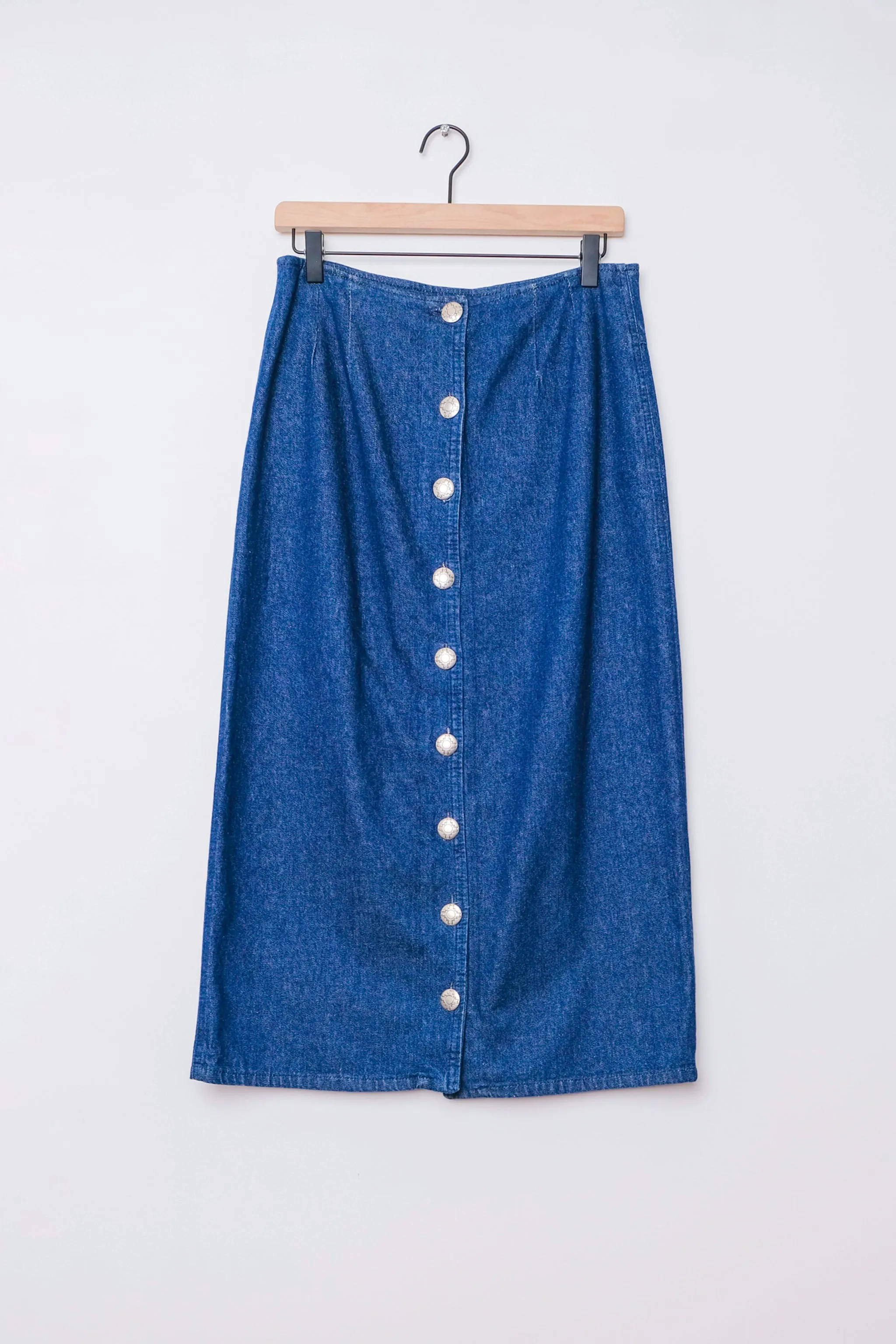 Pioneer Wear Dark Blue Denim Pencil Midi Skirt Southwest 90's, US 10