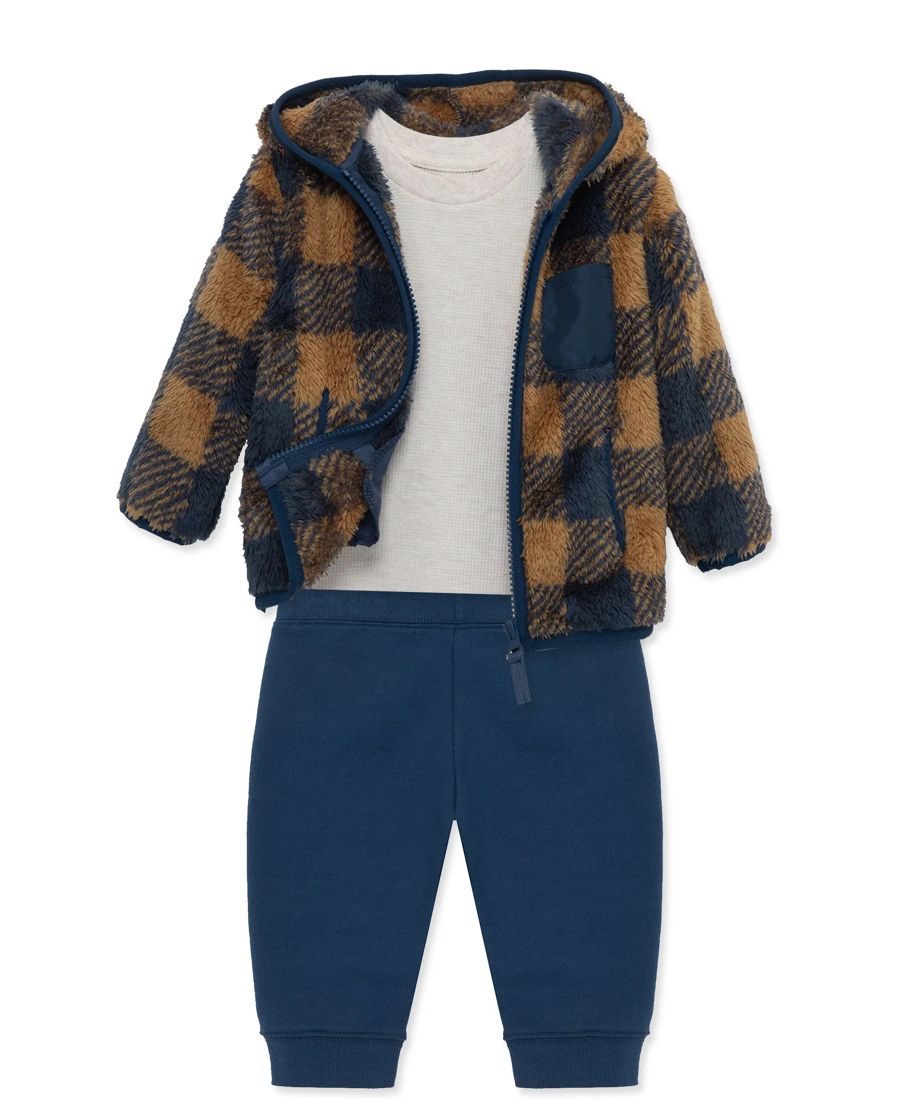 Plaid Sherpa Jacket Set (2T-4T)