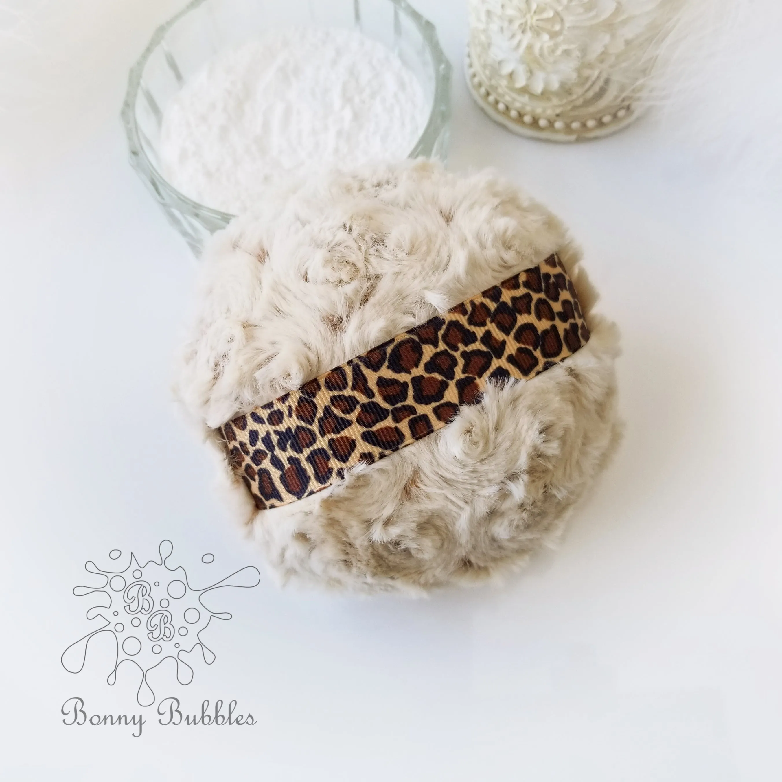 Powder Puff - Leopard print, 4 inch