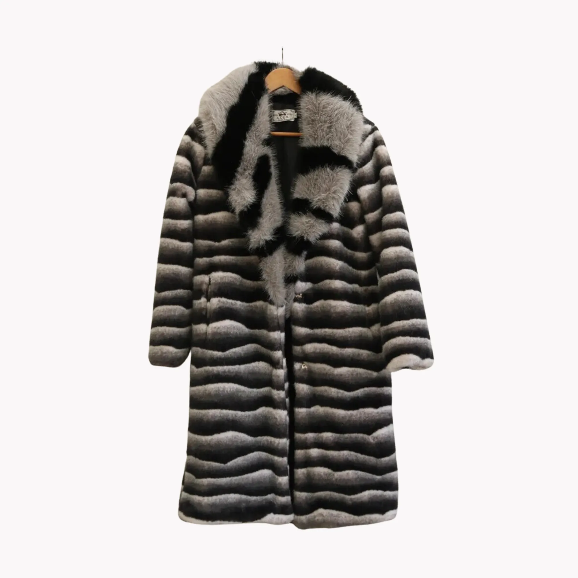 Pre Order:  Zebra Stripes Faux Fur Coat