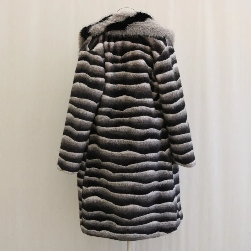 Pre Order:  Zebra Stripes Faux Fur Coat