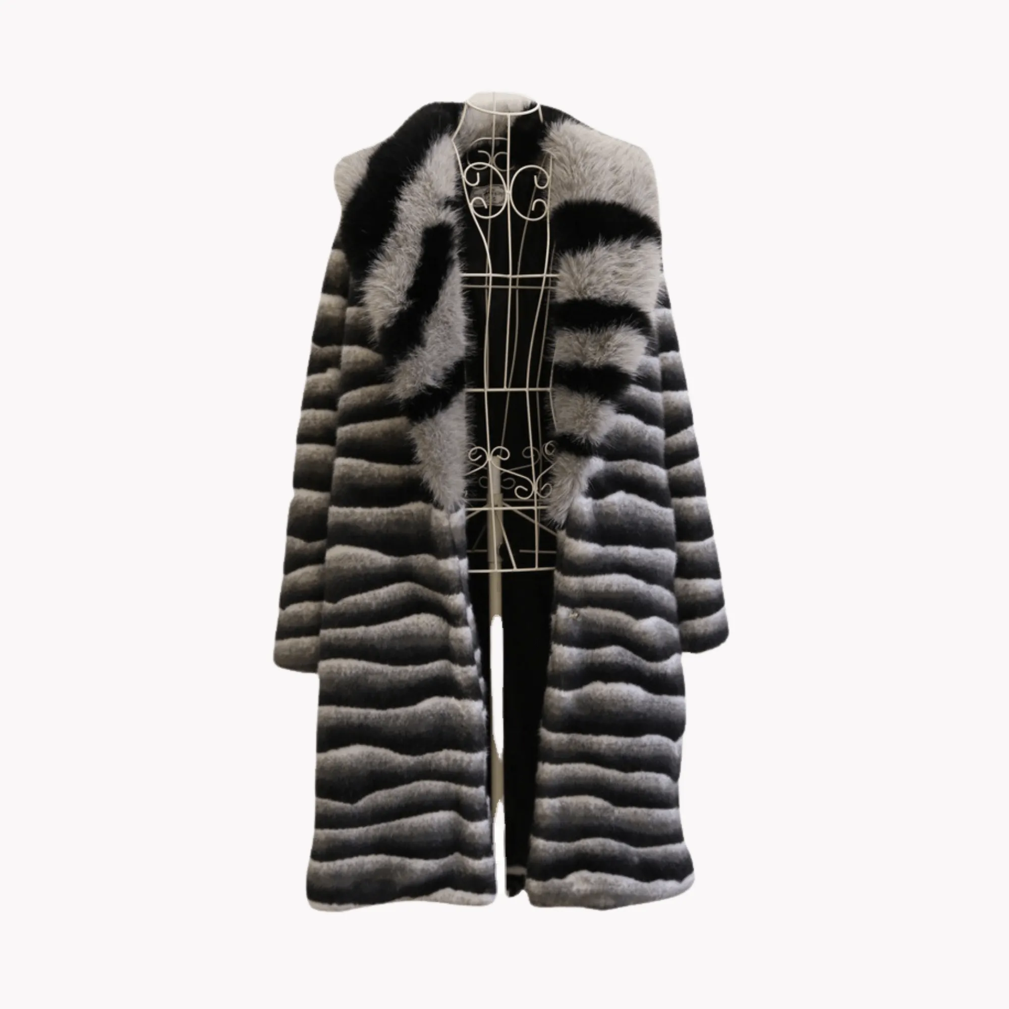 Pre Order:  Zebra Stripes Faux Fur Coat