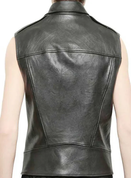 Premium Men’s Black Leather Biker Vest