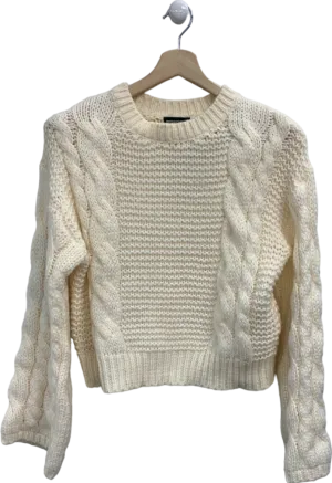 PrettyLittleThing Cream Cable Knit Jumper XS