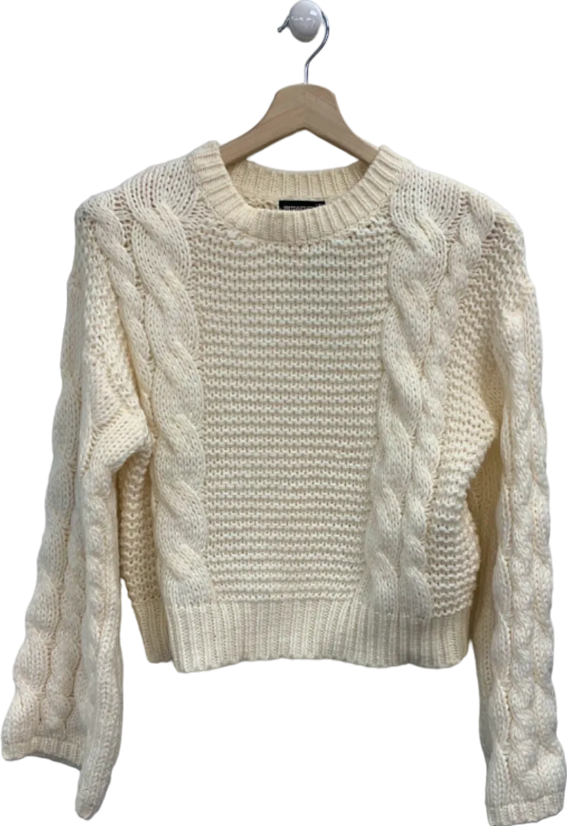 PrettyLittleThing Cream Cable Knit Jumper XS