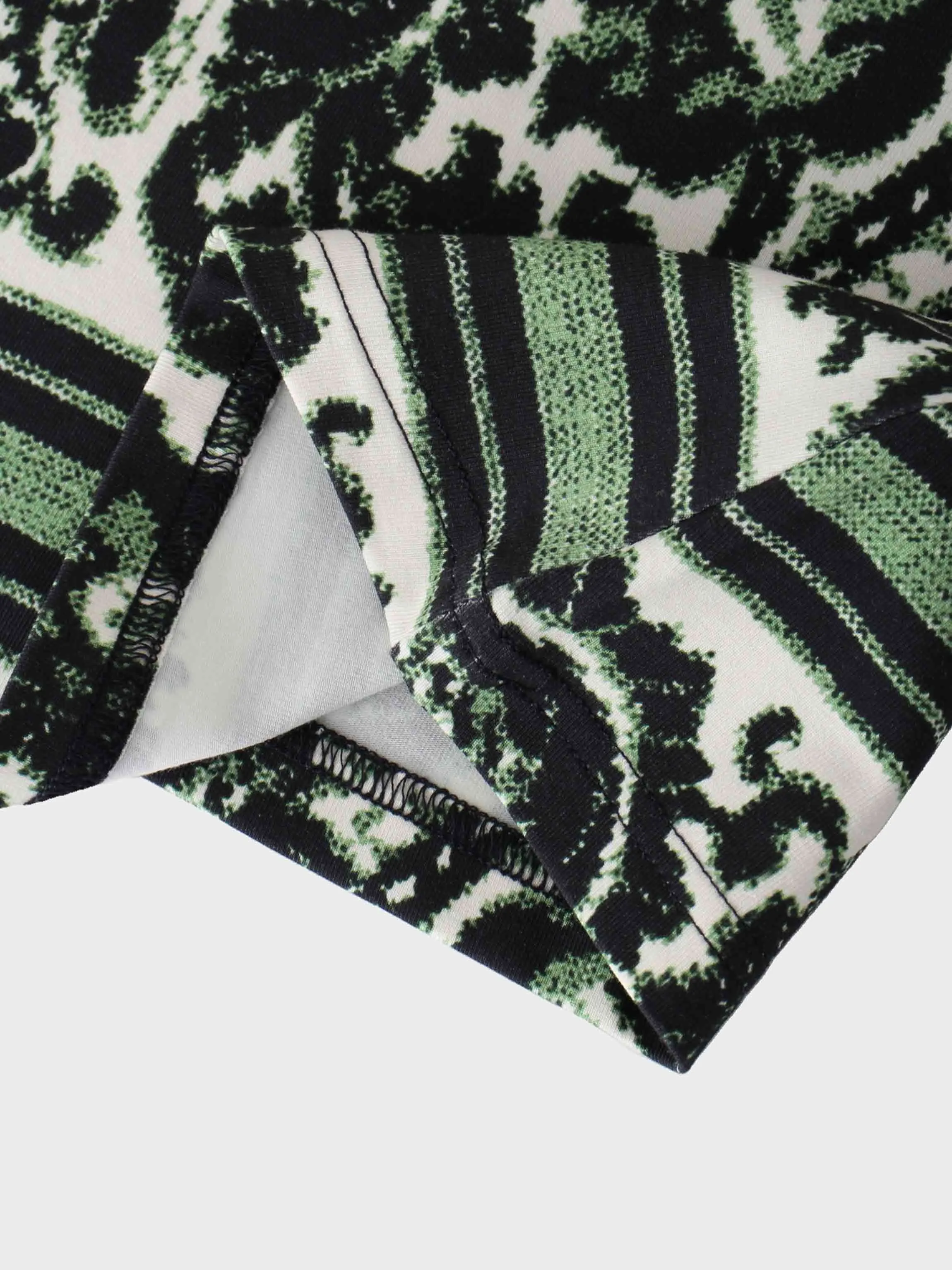 Printed Modal Turtleneck-Paisley Green