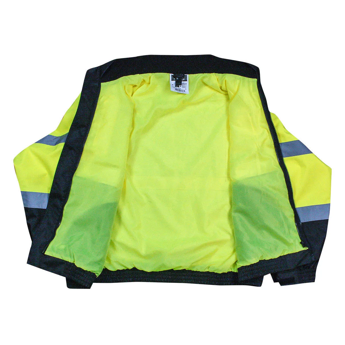 Radians SJ210B Reflective Safety Bomber Jacket with Fleece Liner, Hi-Vis Green