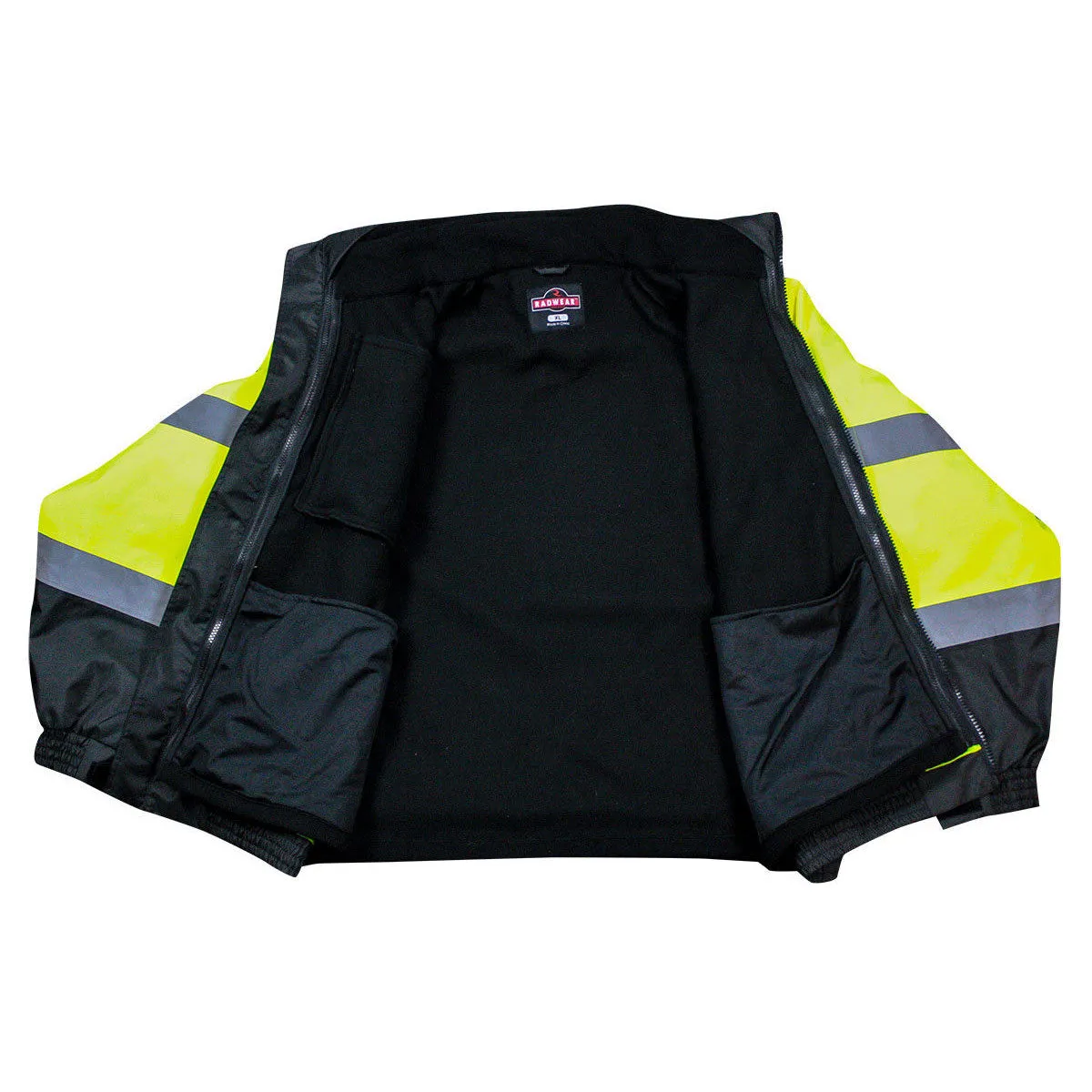 Radians SJ210B Reflective Safety Bomber Jacket with Fleece Liner, Hi-Vis Green