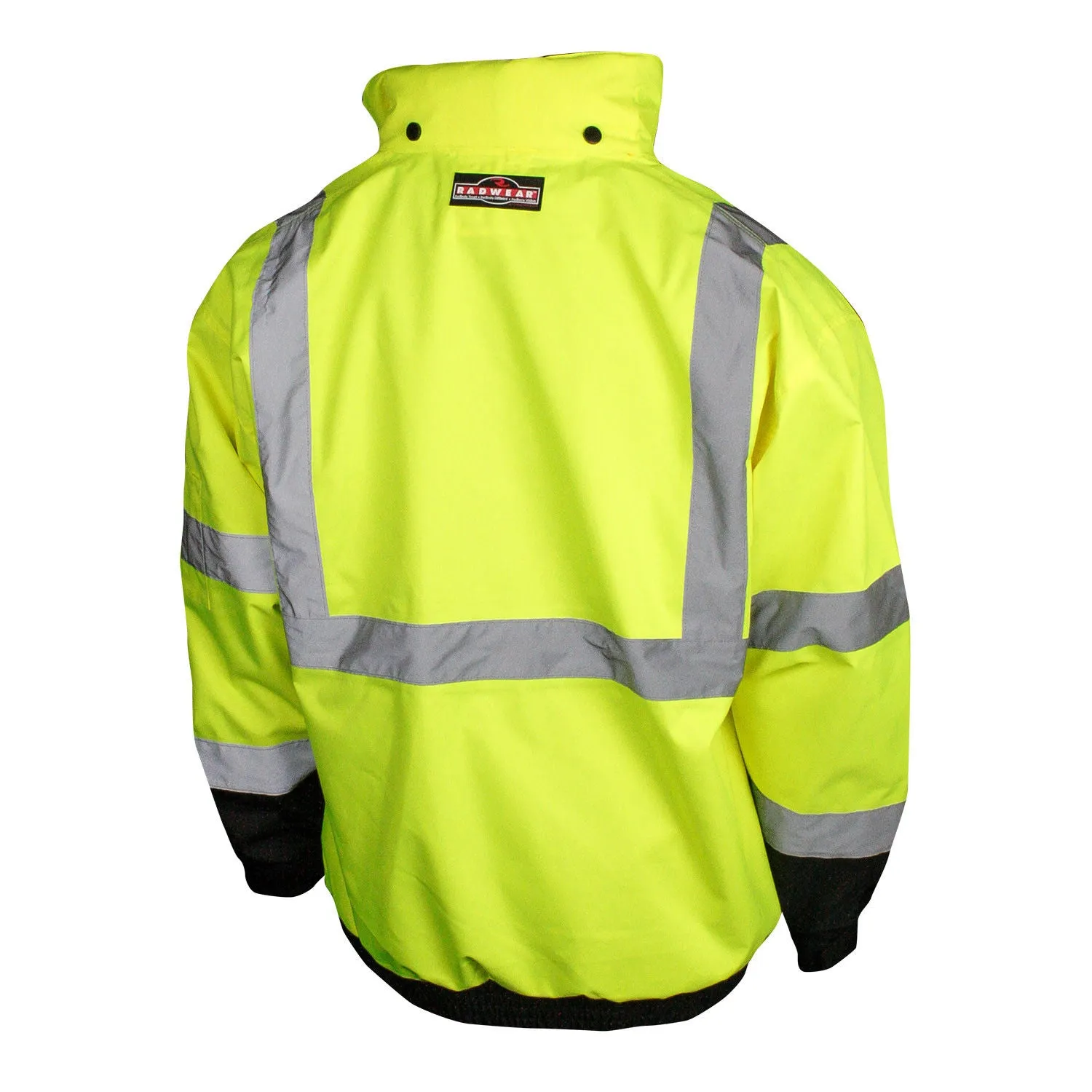 Radians SJ210B Reflective Safety Bomber Jacket with Fleece Liner, Hi-Vis Green