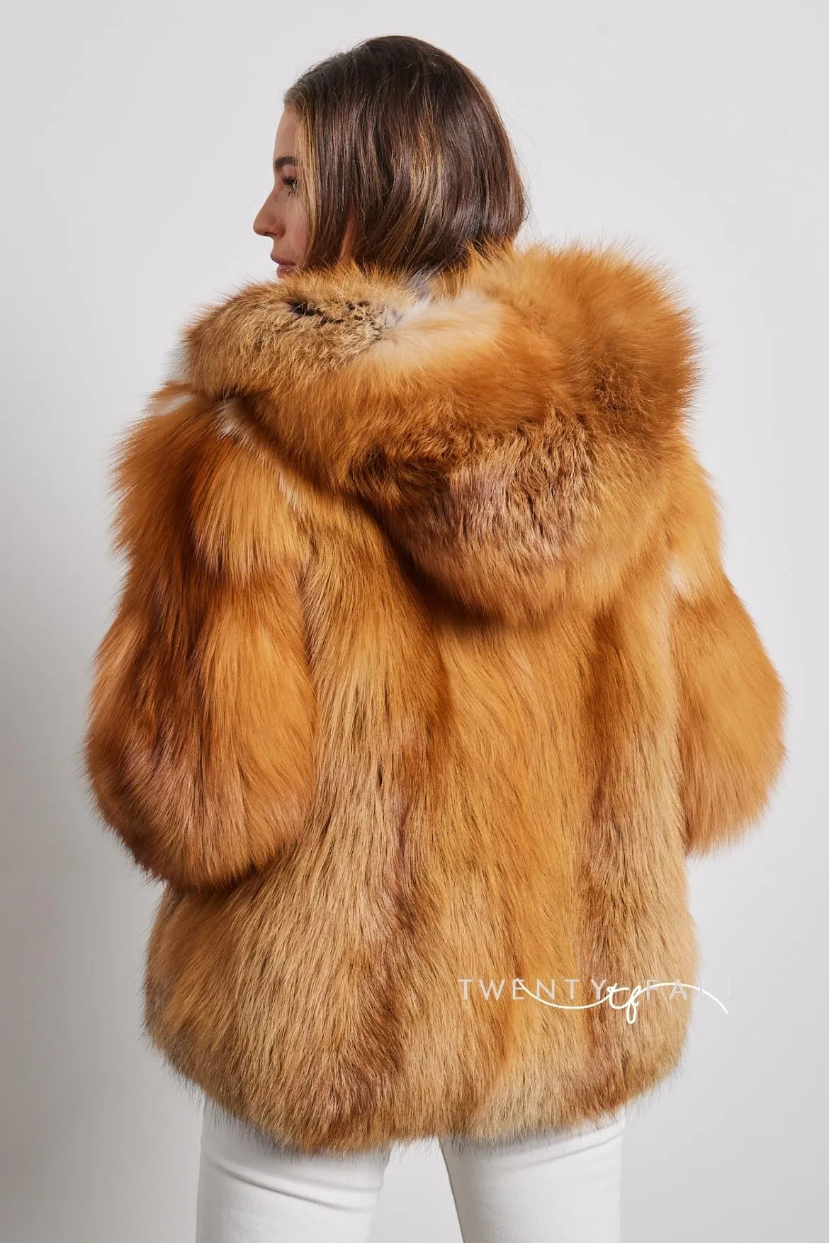 Red Fox Fur Full Pelt Coat with Hood