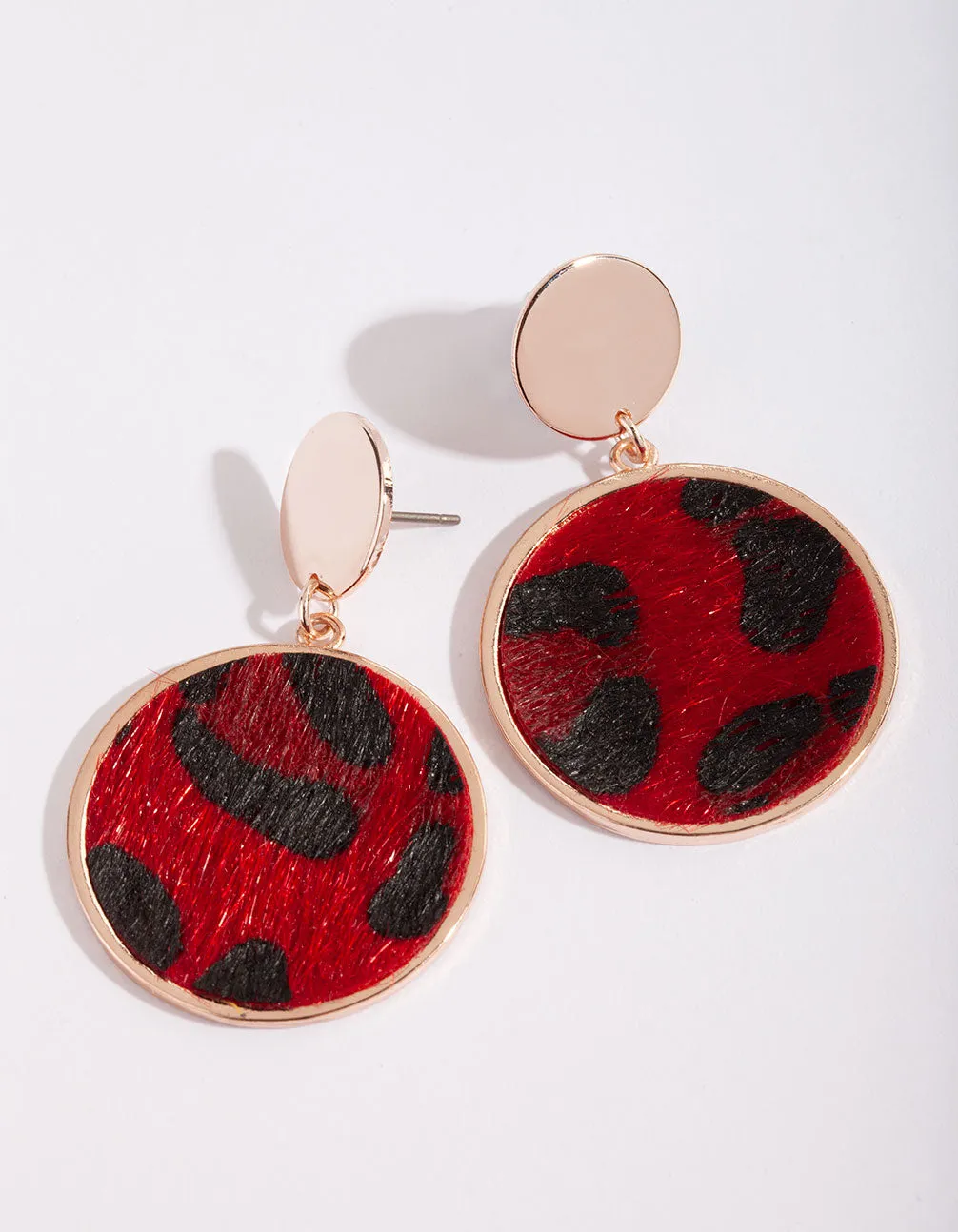 Red Leopard Rose Gold Statement Earring