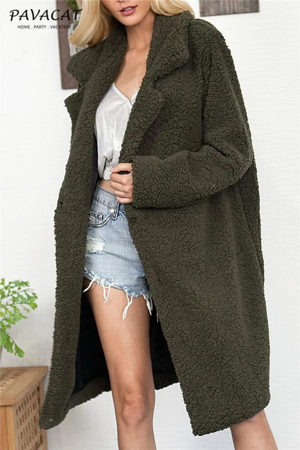 Round the 70's World Wool Blend Coat - Khaki