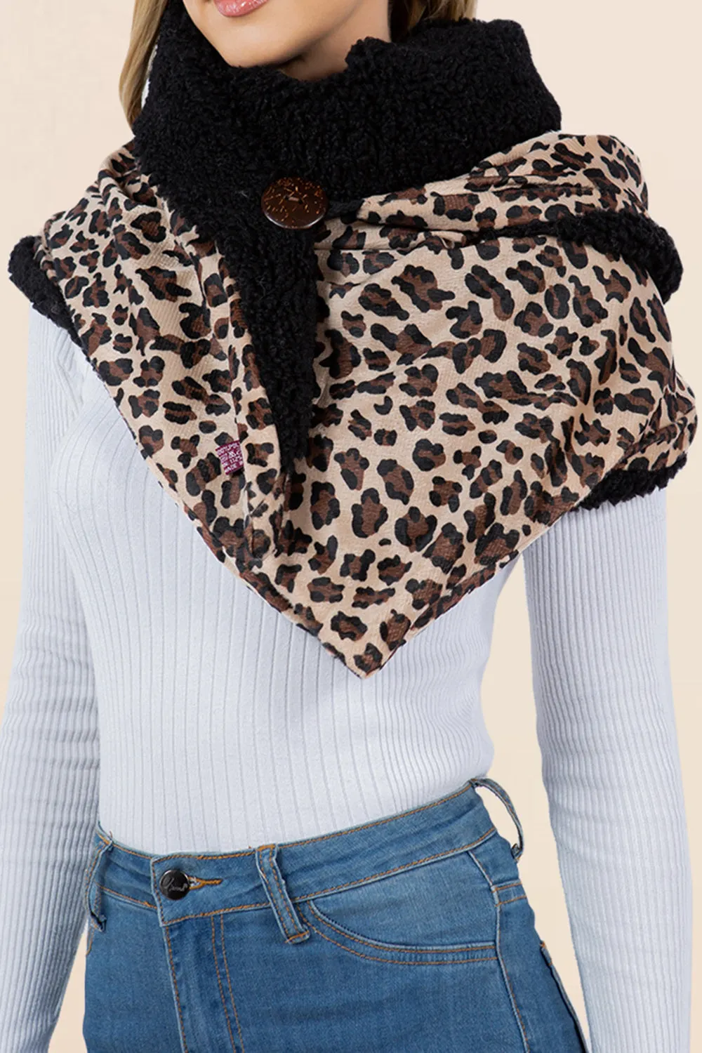 SA-4280 solid leopard design triangle shawl