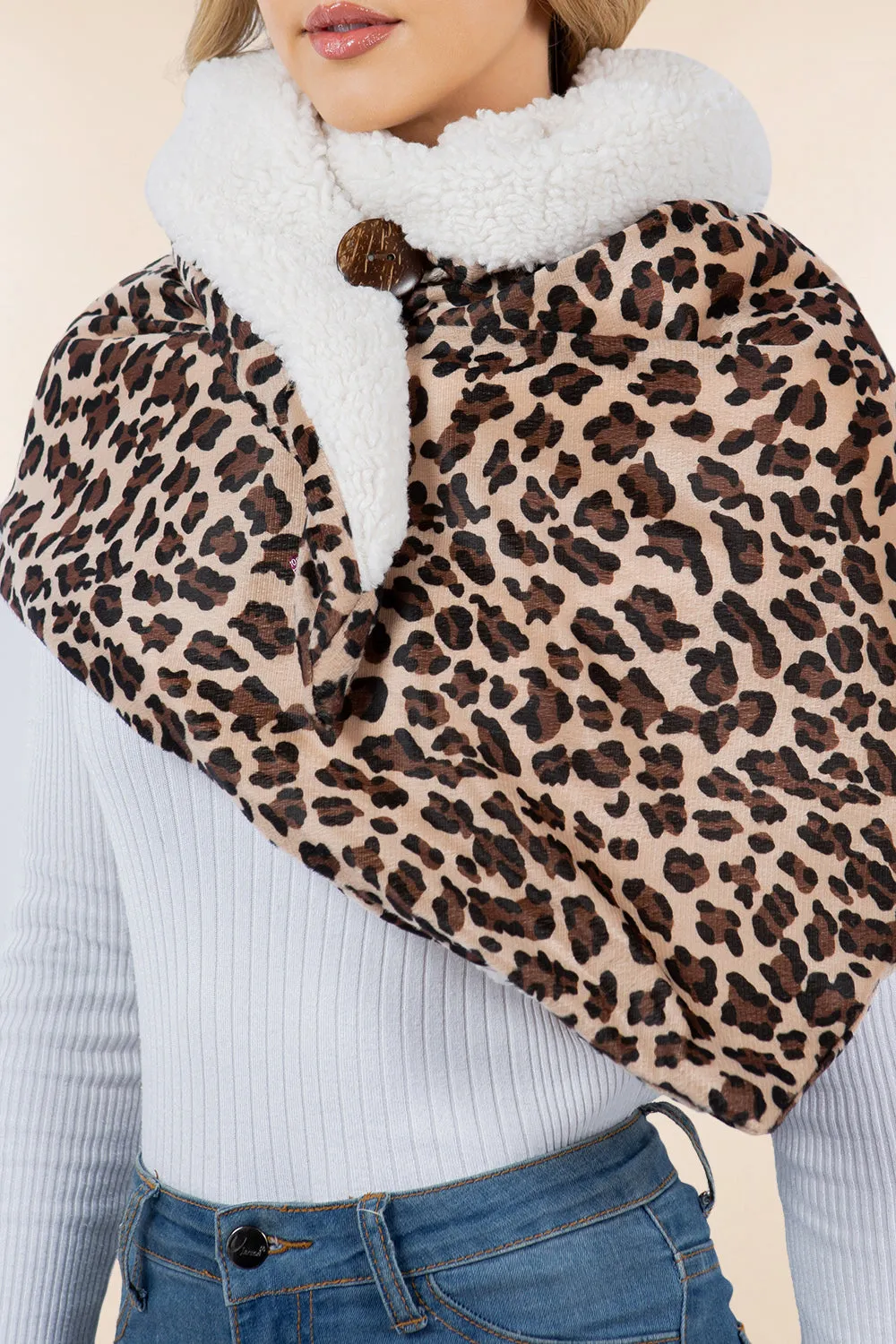 SA-4280 solid leopard design triangle shawl