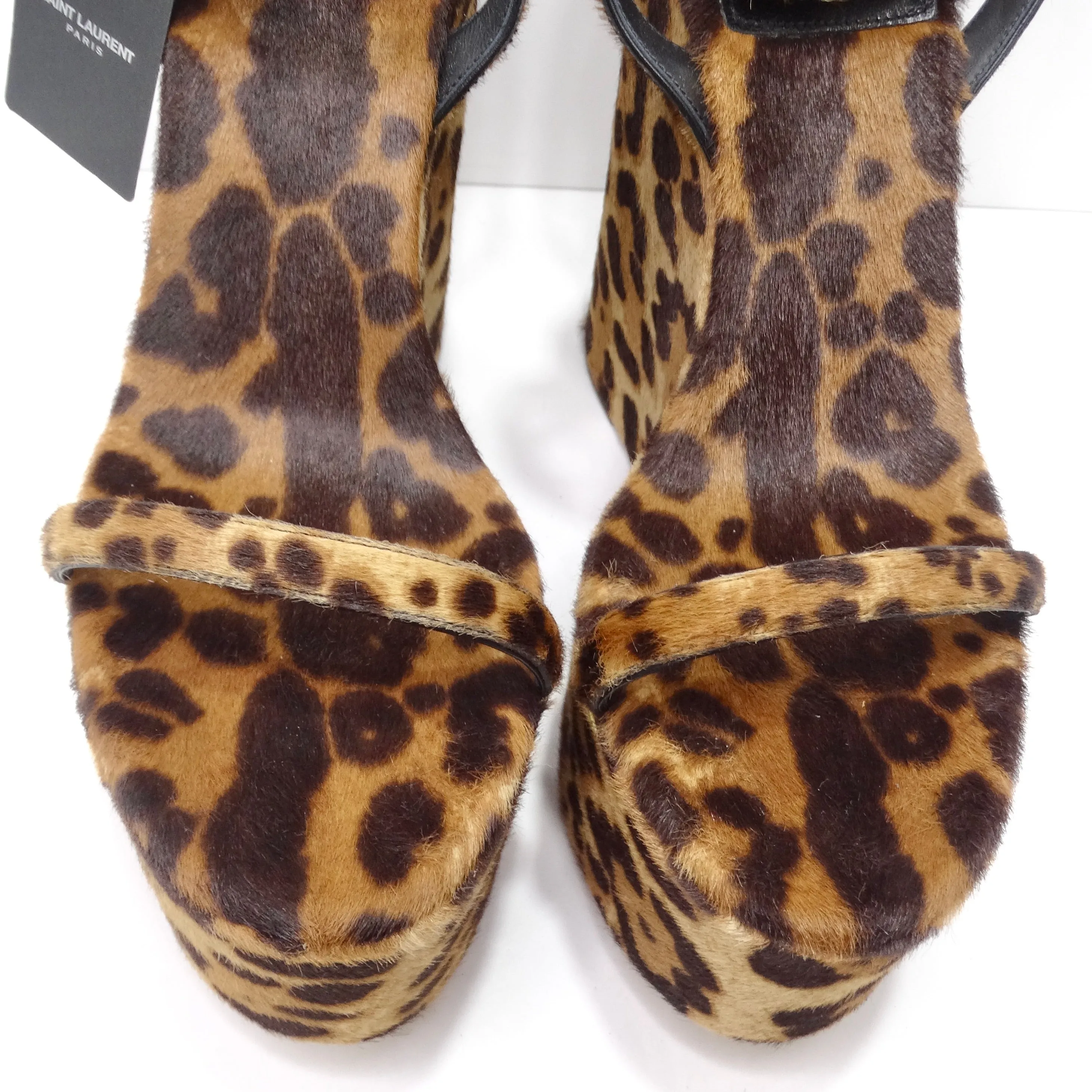 Saint Laurent Frida Wedges Cheetah Print Pony Hair