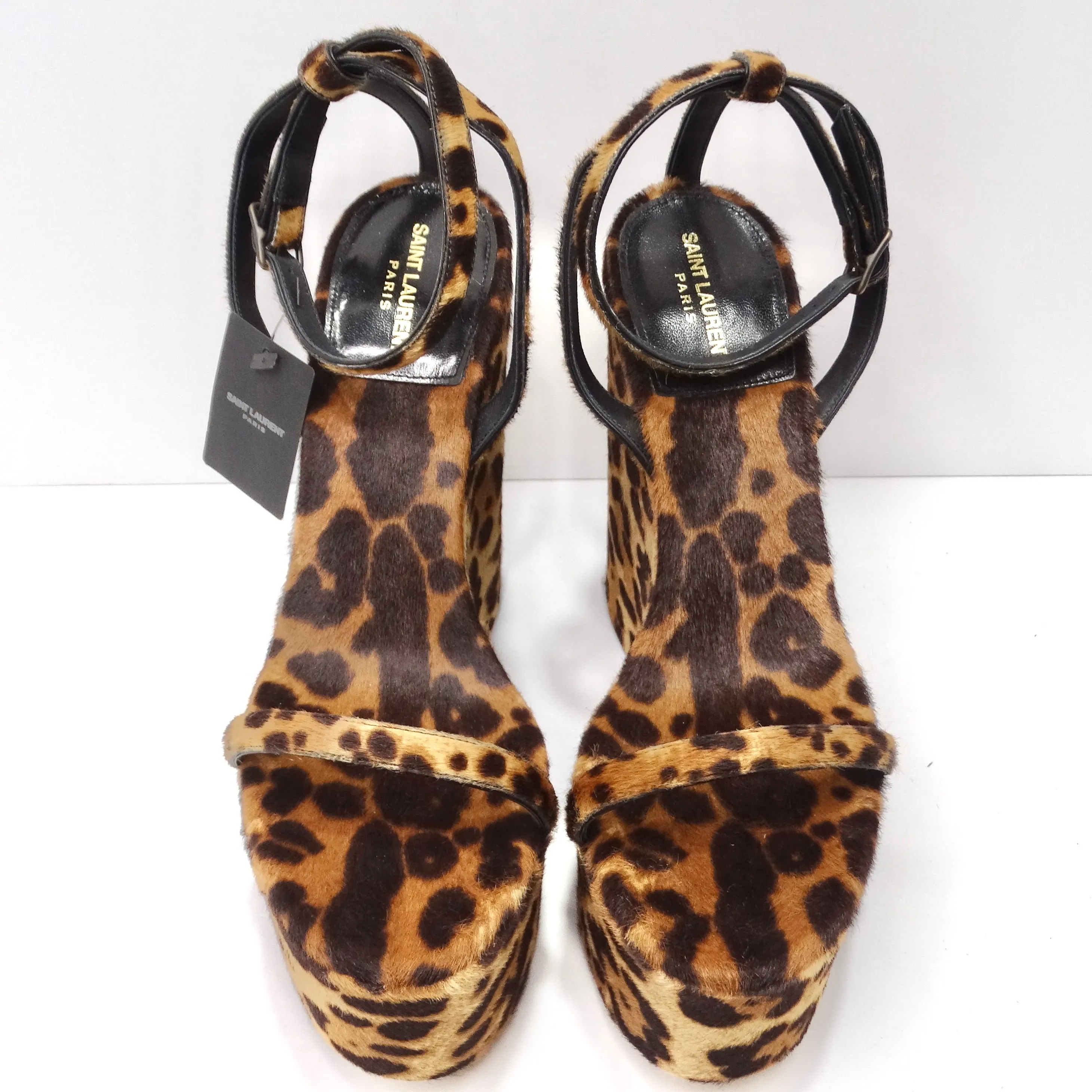 Saint Laurent Frida Wedges Cheetah Print Pony Hair