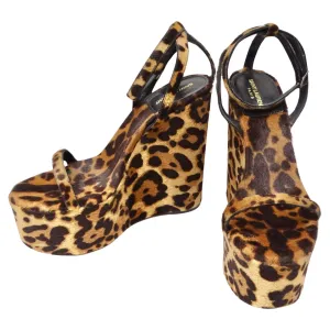 Saint Laurent Frida Wedges Cheetah Print Pony Hair