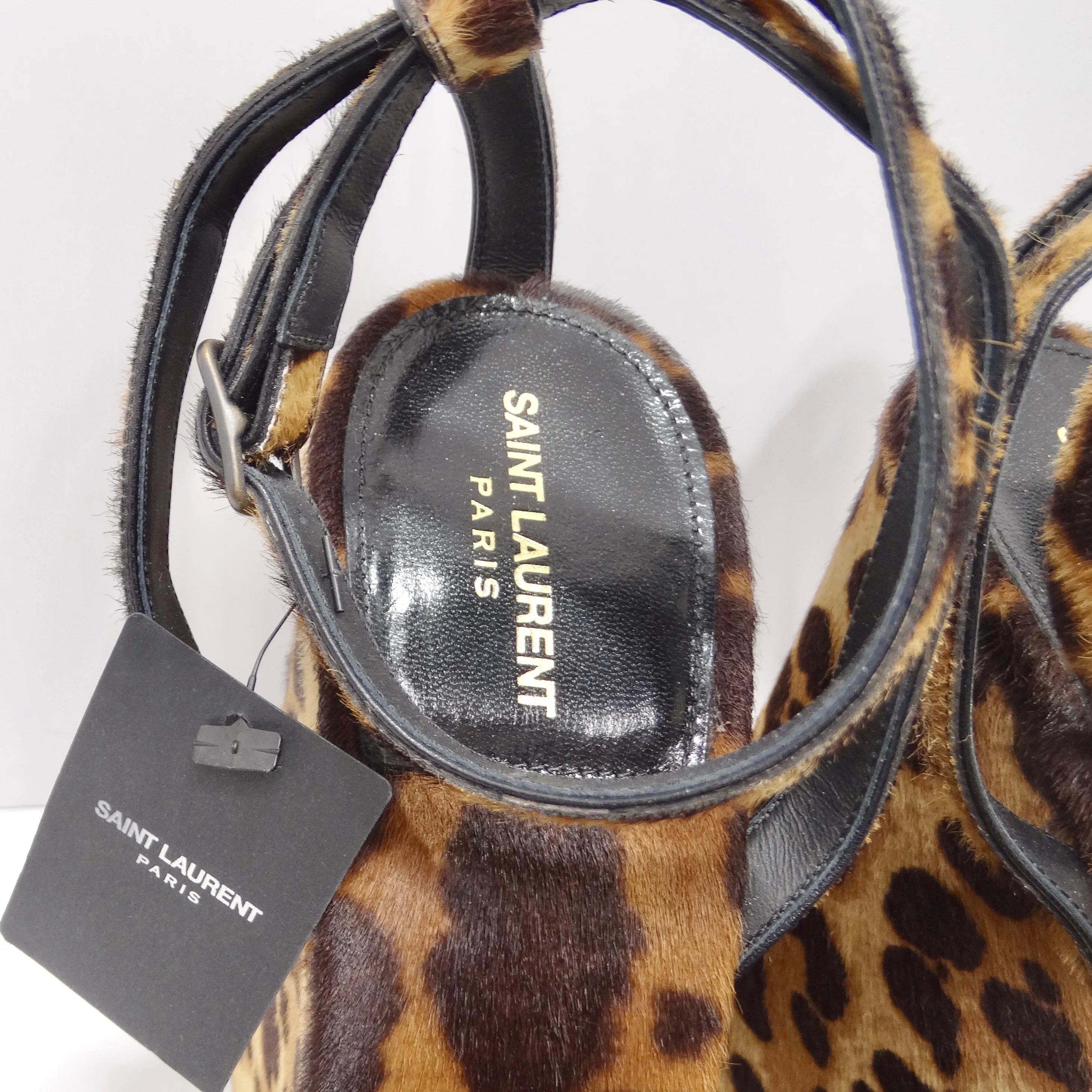 Saint Laurent Frida Wedges Cheetah Print Pony Hair