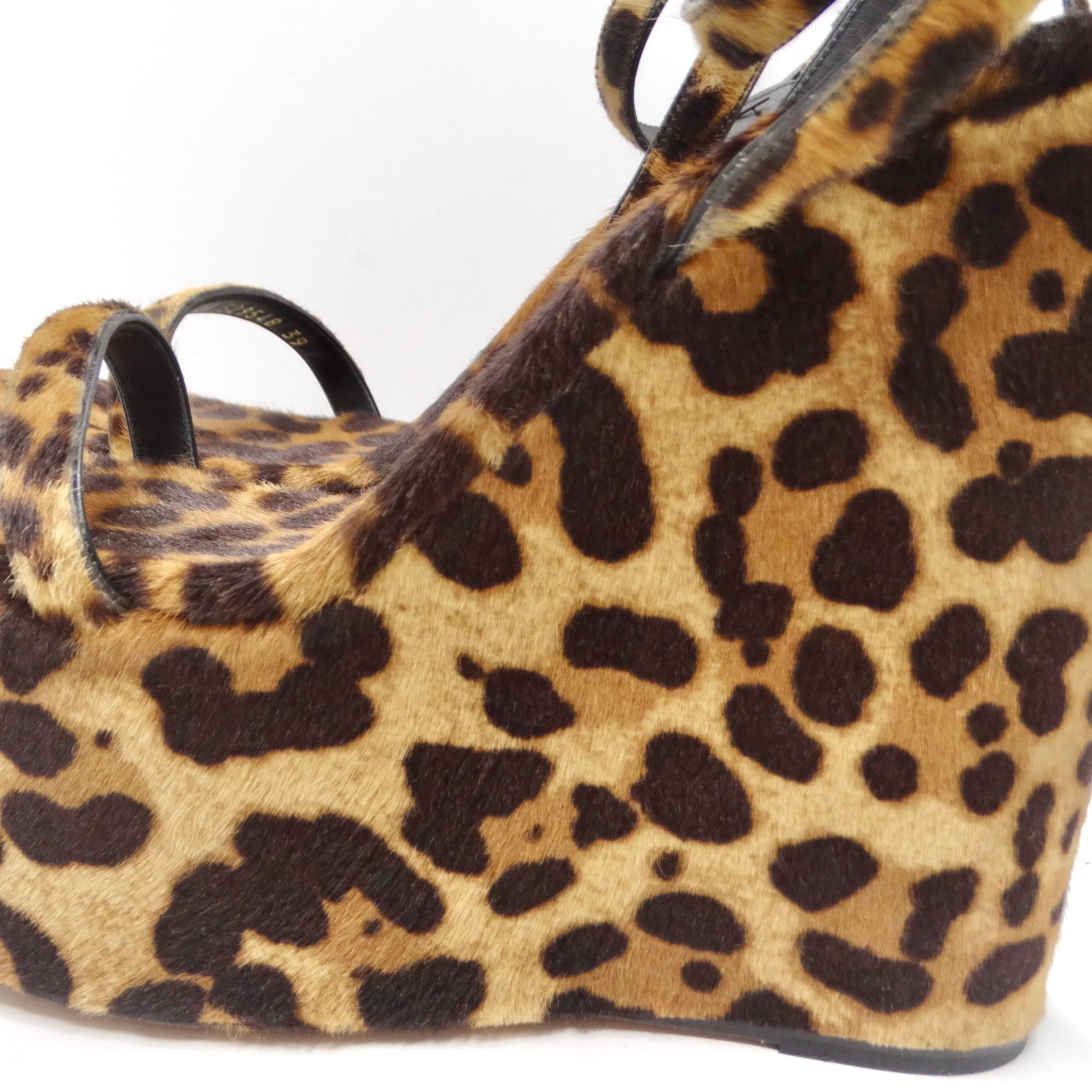 Saint Laurent Frida Wedges Cheetah Print Pony Hair