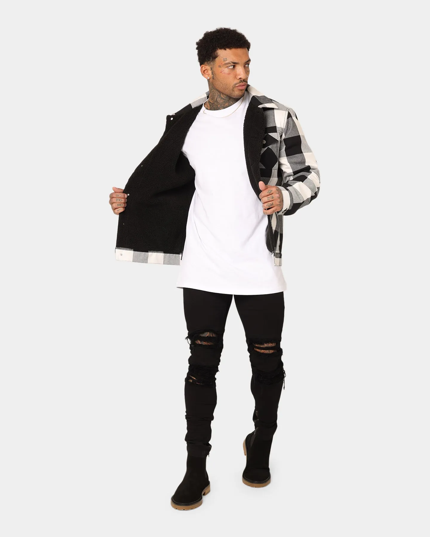 Saint Morta Checks Sherpa Jacket Black/White