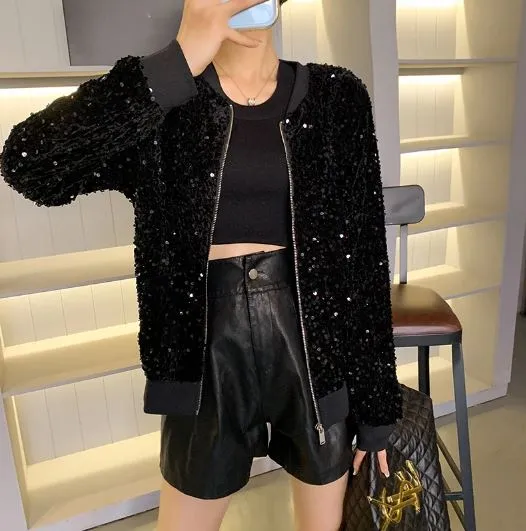 Sequin Oversize Bomber Jacket