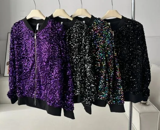 Sequin Oversize Bomber Jacket