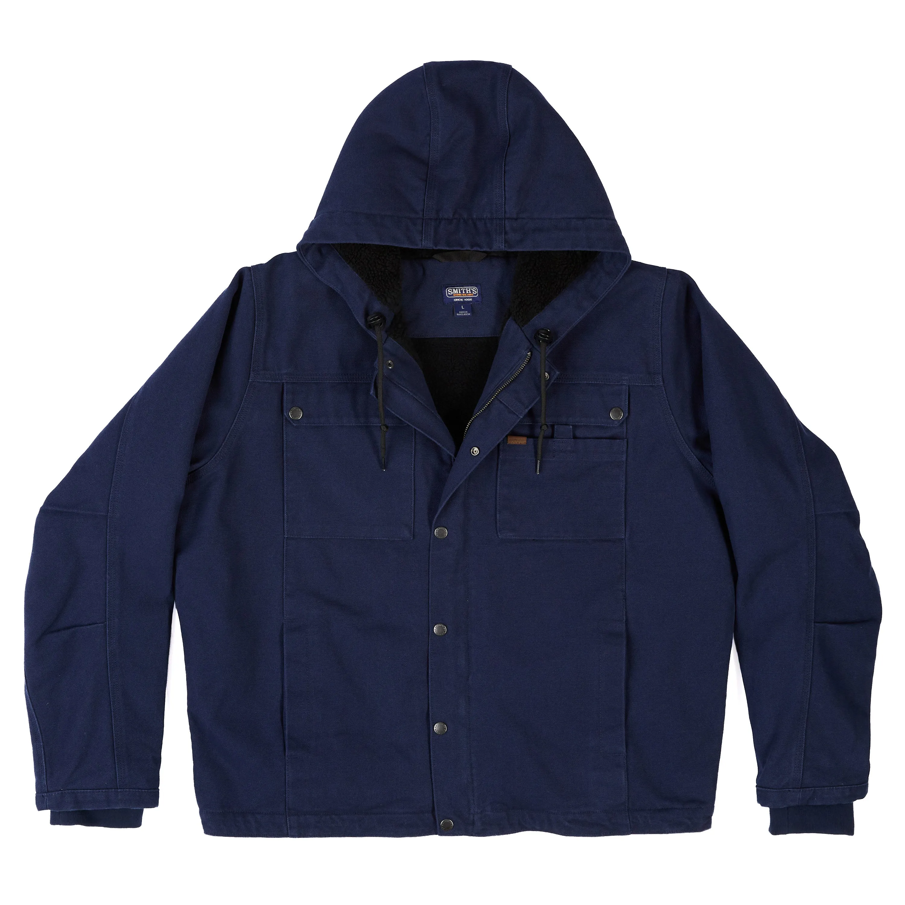 SHERPA-LINED DUCK CANVAS HOODED WORK JACKET