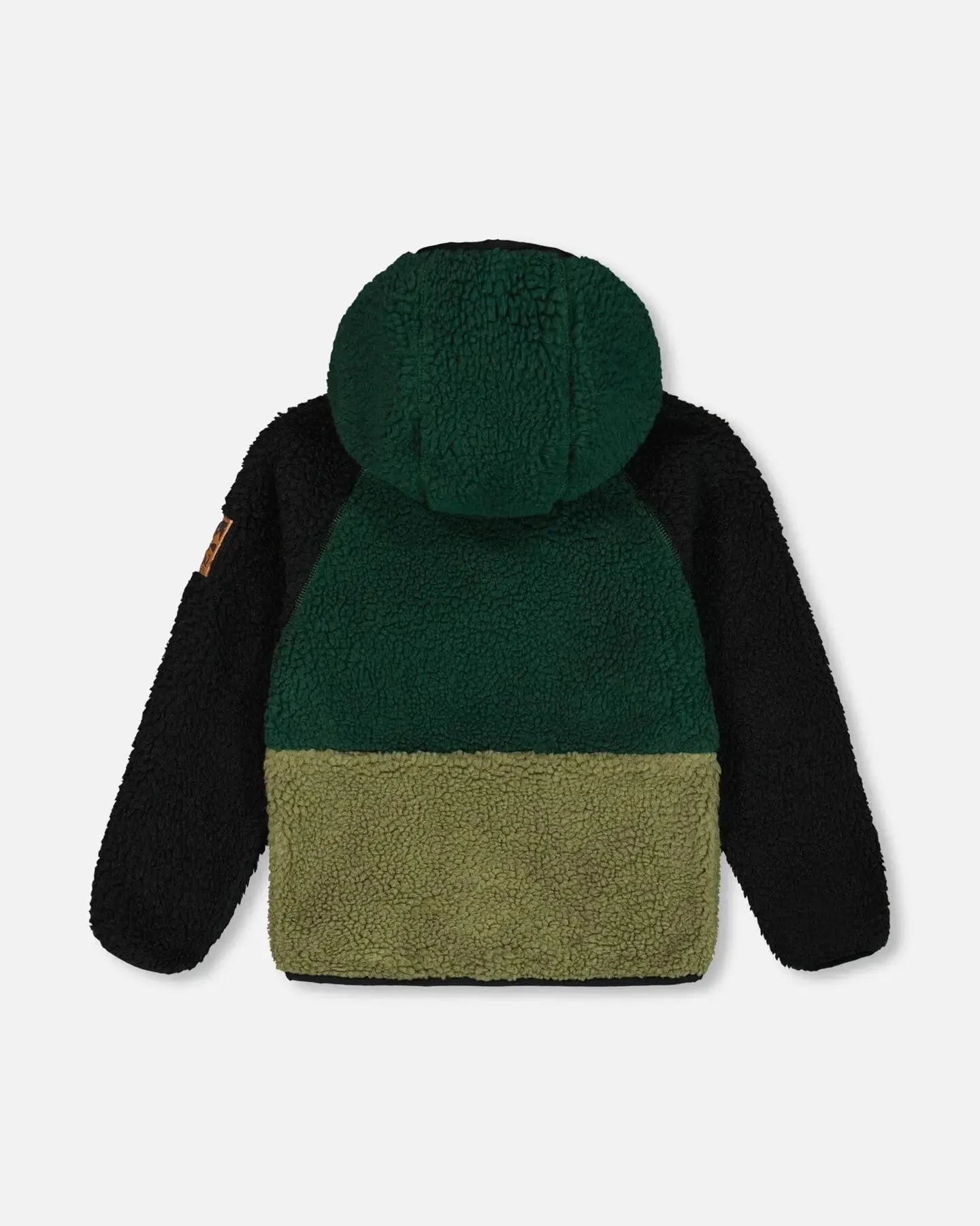 Sherpa Mid-Season Colorblock Jacket Black, Forest Green, And Olive